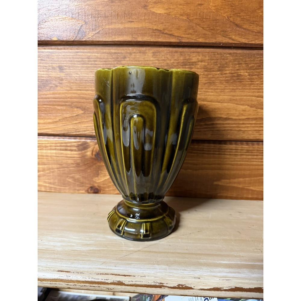 VTG Haeger Art Pottery Bouquet Vase Olive Green